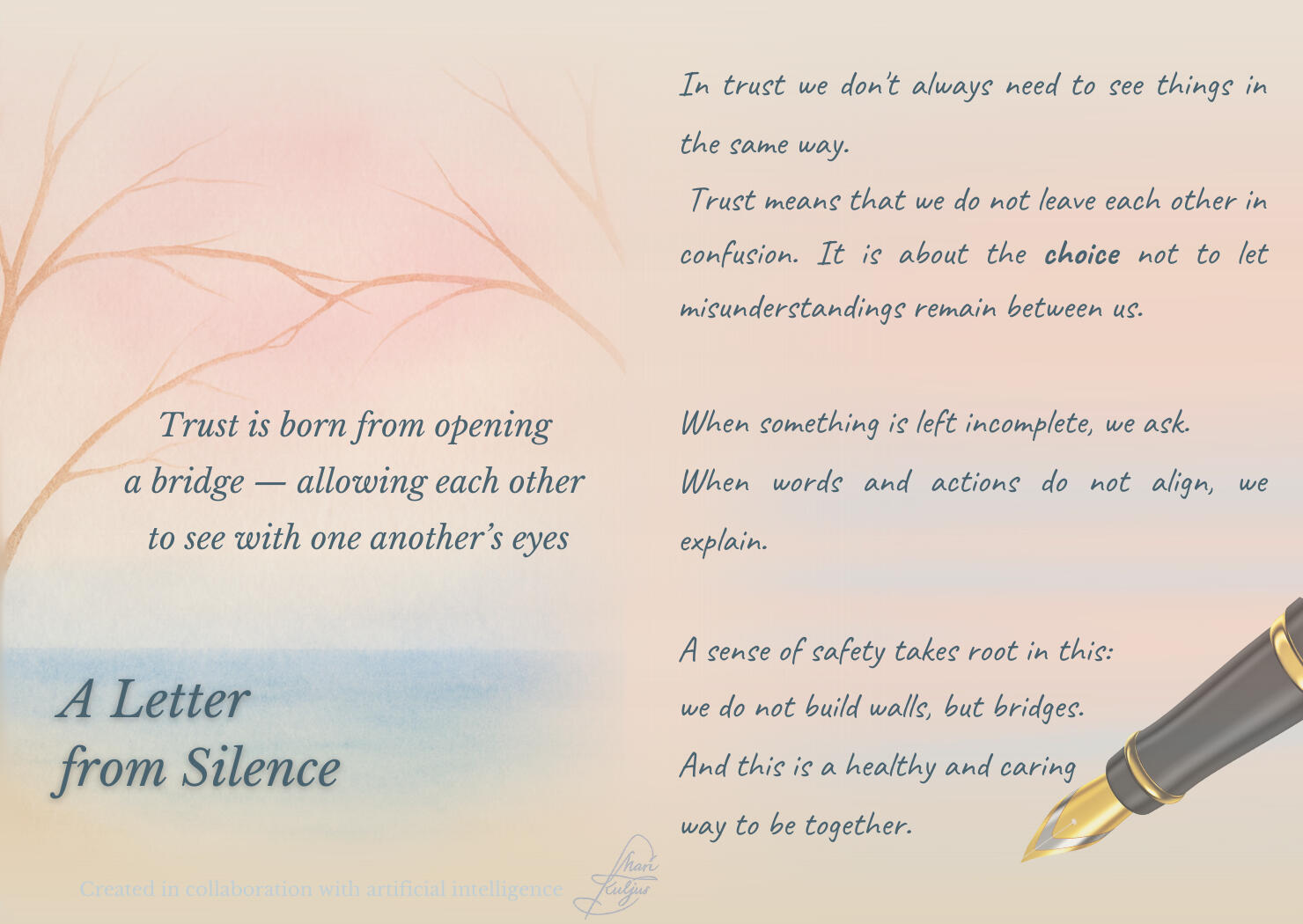 Hand-painted QuietWild with watercolour wash