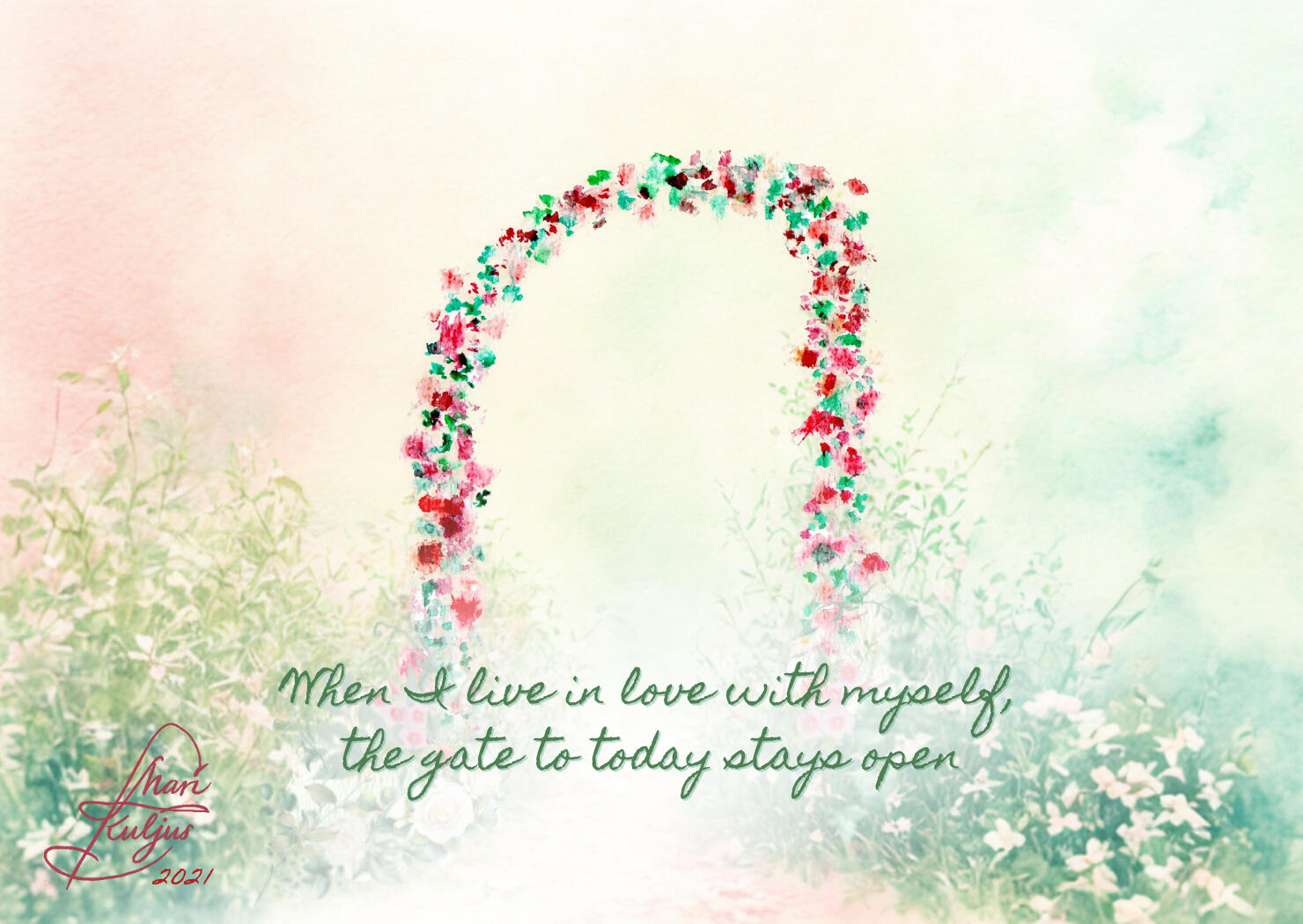 Hand-painted QuietWild with watercolour wash